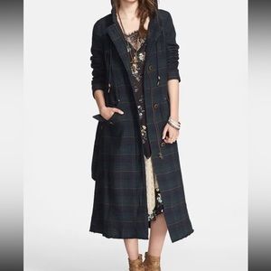Free People Textured Plaid Maxi Coat, XS